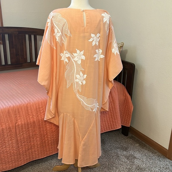 Hans Jütte Hawaiian Dress Floral Orange white Kaftan Womens One Size fits most - Picture 7 of 14